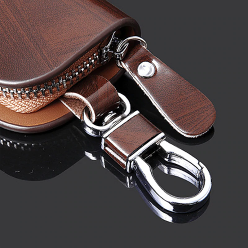 Leather Wood Texture Car Key Case - Image 3