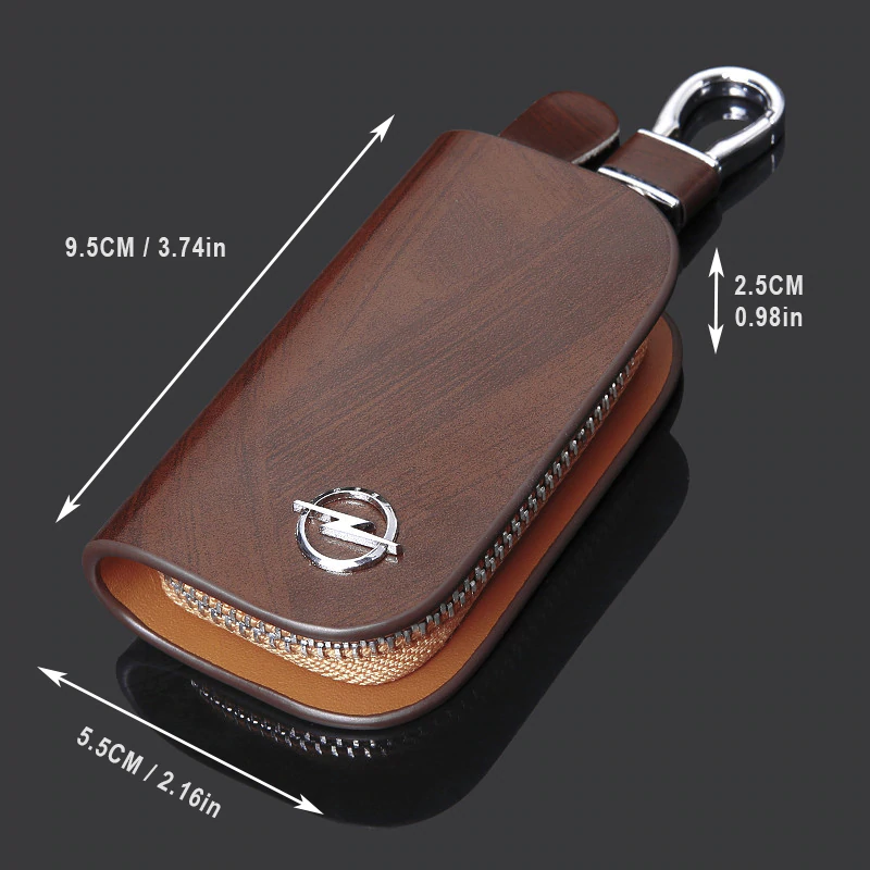 Leather Wood Texture Car Key Case - Image 4