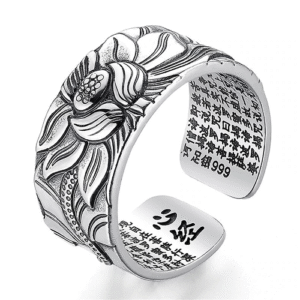 Lotus Ring with Heart Sutra