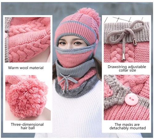 Beanie Hat with Scarf and Mask
