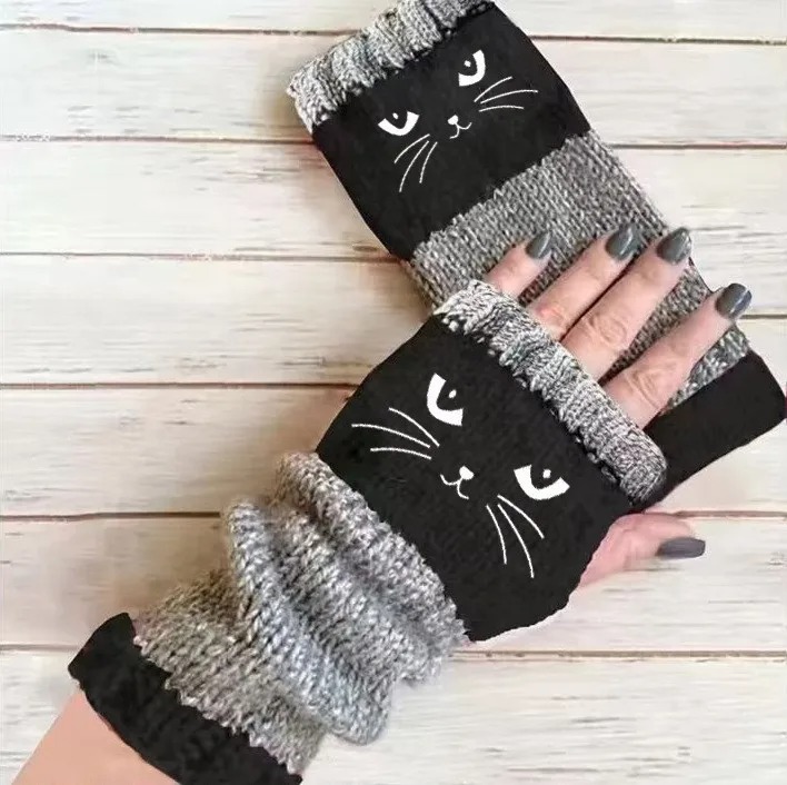Cozy Cat Knit Fingerless Hand Warmers - Image 3