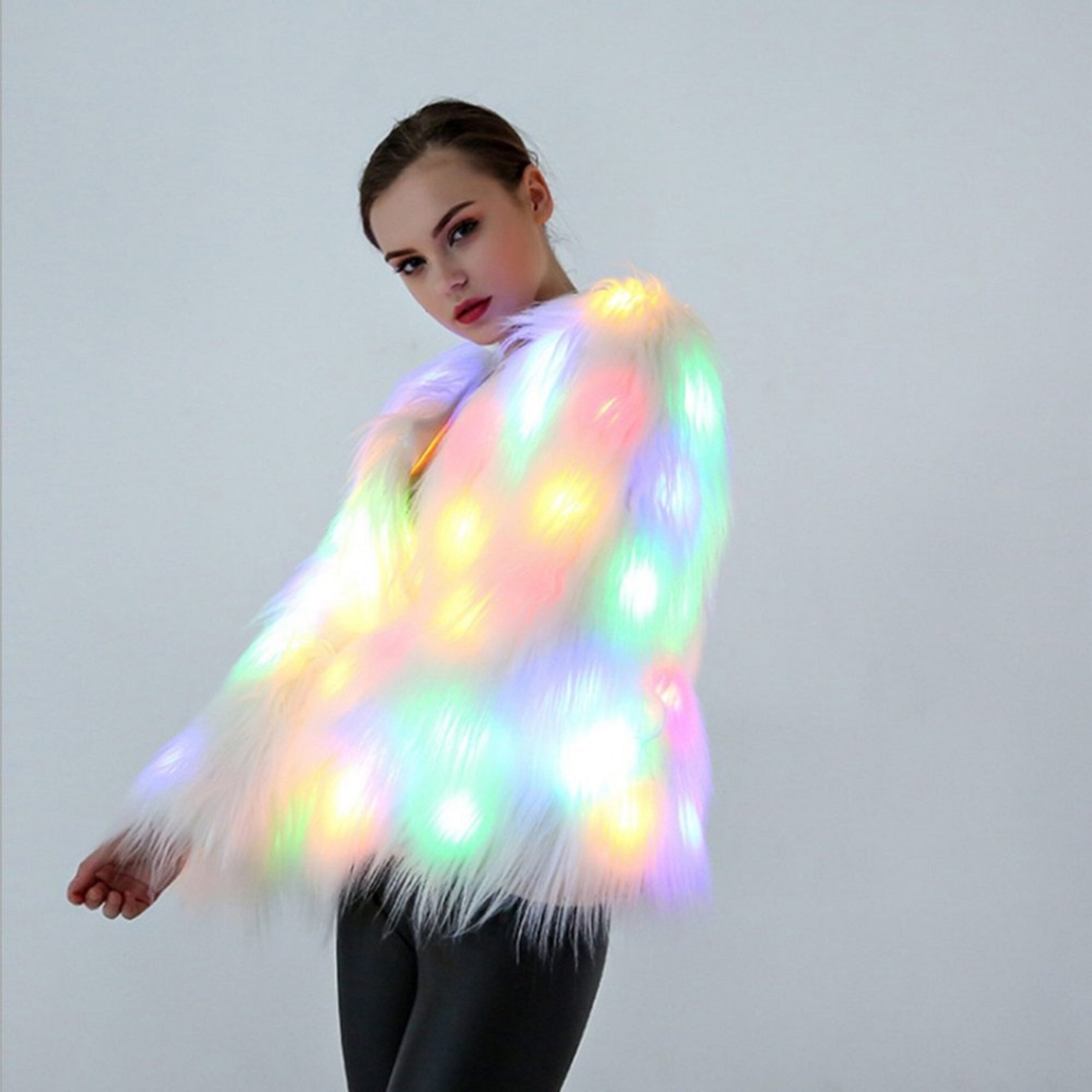FAUX FUR COAT WITH LED