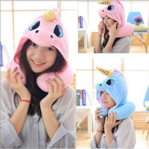 Hooded Unicorn Travel Pillow