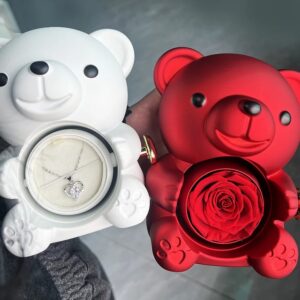 Eternal Rose Bear with Engraved Necklace