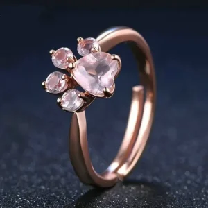 CAT PAW ROSE QUARTZ RING