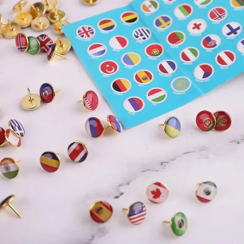100PCS National Flag Map Tacks Push Pins for Bulletin Boards & Maps - Image 2