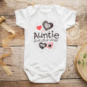 "My Auntie Loves Me" Baby Romper – Soft Cotton Short Sleeve Bodysuit