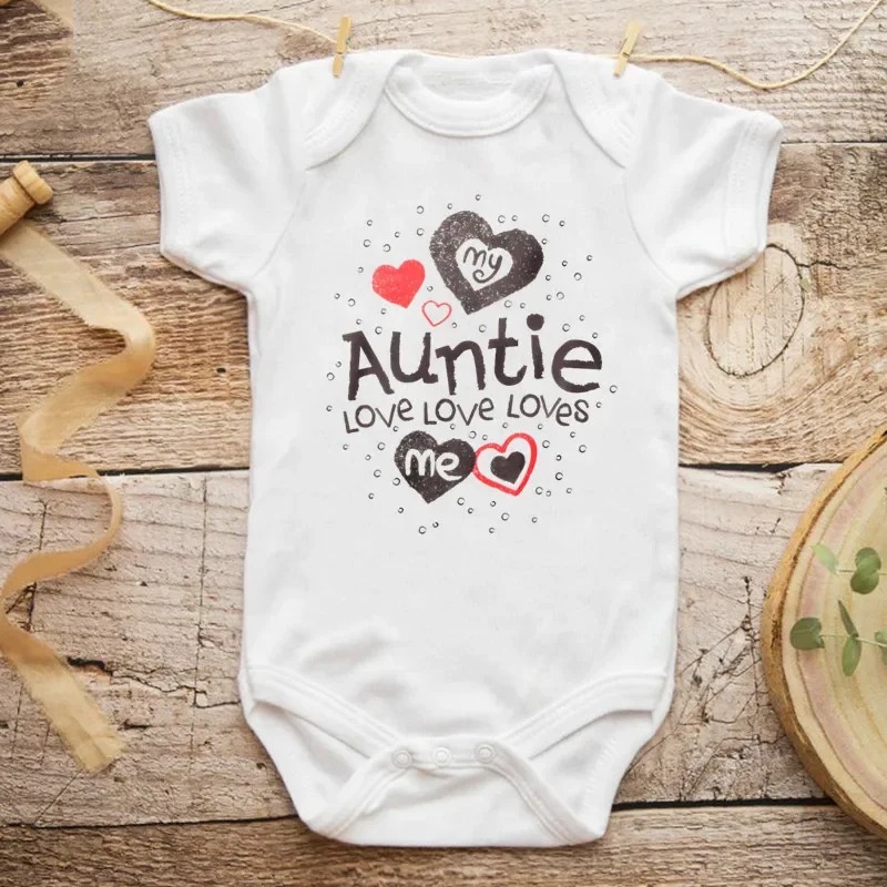 "My Auntie Loves Me" Baby Romper – Soft Cotton Short Sleeve Bodysuit