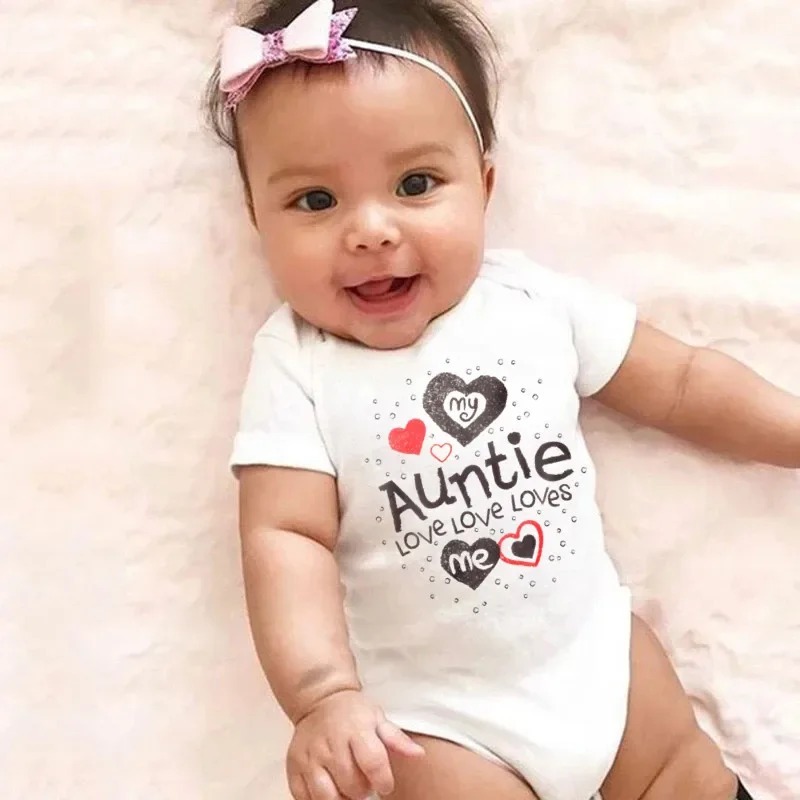 "My Auntie Loves Me" Baby Romper – Soft Cotton Short Sleeve Bodysuit - Image 2