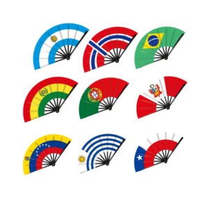 22cm Folding Hand Fan – South America & 8 Country Flags Cheering Fan
