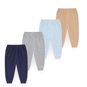 4-Pack Unisex Baby Cotton Pants – Solid Color 0–24M Trousers