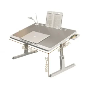 Adjustable Multifunction Bed Desk with LED Lamp & Device Holder