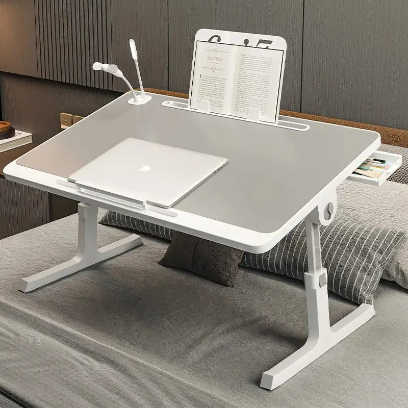 Adjustable Multifunction Bed Desk with LED Lamp & Device Holder - Image 4