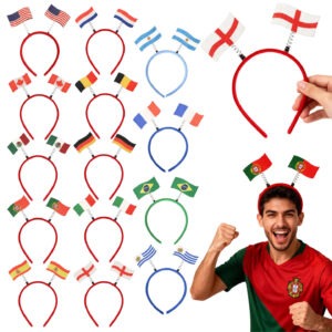 National Flag Spring Hair Hoop – Double-Sided Glitter Country Flag Head Boppers