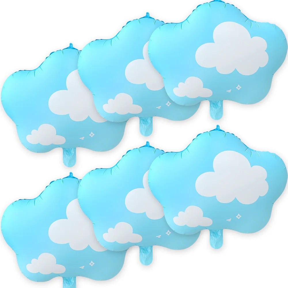Summer Sky Party Balloon Set – 6PCS Blue Cloud Foil Balloons