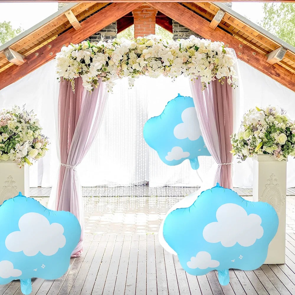 Summer Sky Party Balloon Set – 6PCS Blue Cloud Foil Balloons - Image 5